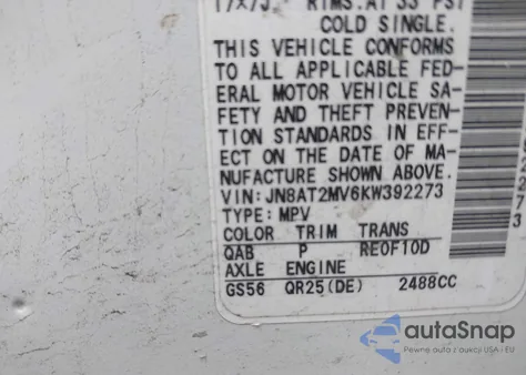 2019 Nissan Rogue Sv from USA, damaged, VIN JN8AT2MV6KW392273